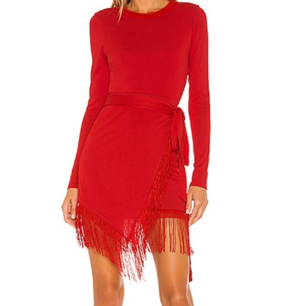 House of Harlow red fringe dress